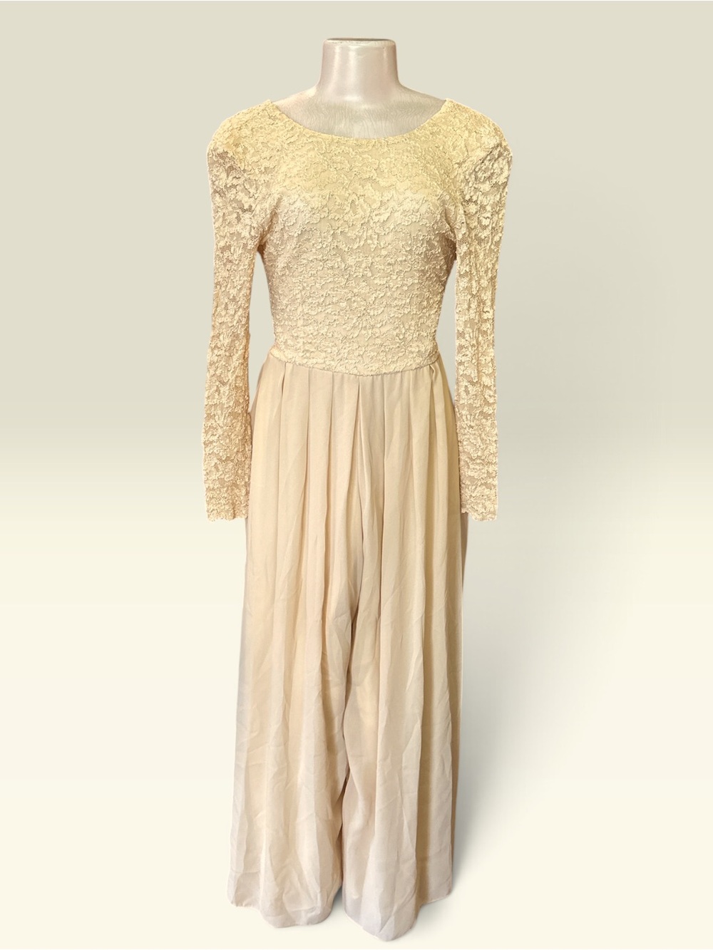 Vintage Jeffrey & Dara Linda Hutley Lace Palazzo Jumpsuit 6P Ivory